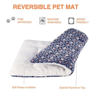 Mora Pets Dog Bed Crate Pad Ultra Soft Pet Bed with Cute Star Print Washable Crate Mat for Large Medium Small Dogs Reversible Fleece Dog Crate Kennel Mat Cat Bed Liner 21 x 12 inch Dark Blue - Image 2