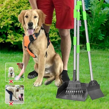 TOOGE Larger Pooper Scooper, Dog Pooper Scooper for Large Medium Small Dogs Heavy Duty Long Handle Metal Tray Rake Shovel Set for Yard Grass - Image 6