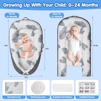 BUTOA Baby Lounger - Baby Lounger for Newborn 0-24 Months, Breathable & Soft Baby Nest, Portable and Lightweight Lounger for Home and Travel, Ideal Newborn Babies Essentials - Image 6