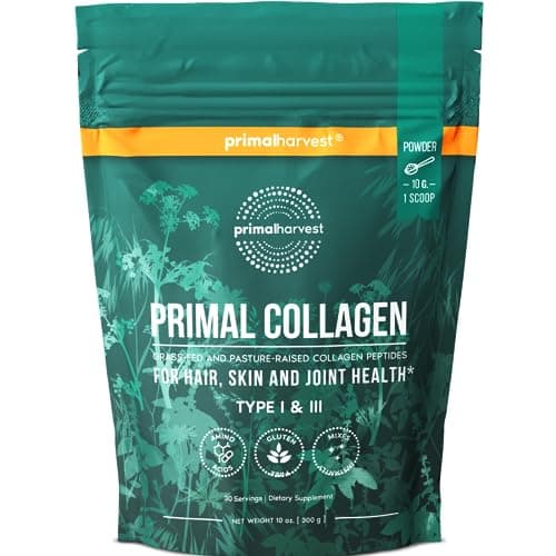 Primal Harvest Collagen Powder for Women or Men Primal Collagen Peptides Powder Type I & III, 10 Oz Collagen Protein Powder for Hair, Skin, Nails (Single, Original) - Image 1