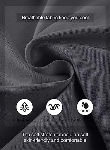 JMIERR Mens Casual Shorts - Cotton Drawstring Summer Beach Stretch Waist Twill Chino Dress Golf Travel Essentials Shorts with Pockets for Men, L, S1 Grey 2 - Image 4