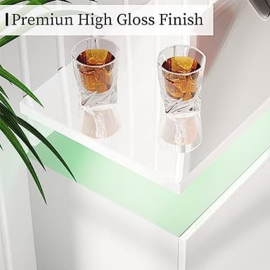 AMERLIFE Fireplace TV Stand with 40" Fireplace, 80" Modern High Gloss Fireplace Entertainment Center LED Lights, 2 Tier TV Console Cabinet for TVs Up to 90", Ivory White - Image 3