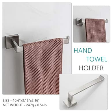 VELIMAX Premium Stainless Steel 3-Piece Bathroom Hardware Accessories Set Wall Mounted Bathroom Hardware Kit - Robe Hook Toilet Paper Holder Towel Ring, Brushed - Image 5