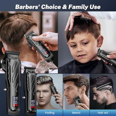 Brightup Barber Hair Clippers [Brushless 9000RPM & Cordless] for Men, Professional Clippers & Trimmers Set with USB-C Charging Stand, Hair Tools Cutting Kit with LCD Display, Gift for Men - Image 6