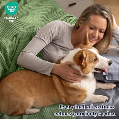 PHF 100% Cotton Waffle Weave Blanket King Size for Bed,Snag Proof Lightweight Breathable Moisture-Wicking Throw for Couch,Great for Layering in Cold Weather,Machine Washable,Home Decor-Loden Green - Image 3