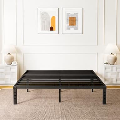 ZIYOO King Bed Frame, 1500lbs Heavy Duty Steel Slat, 14 Inches Platform Bed Frame, Non-Slip Design, No Box Spring Needed, Easy Assembly, Quiet Noise Free, Under Bed Storage Space, Black - Image 6