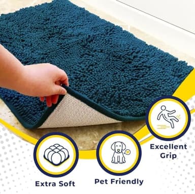 Muddy Mat® Shown on TV–Super Absorbent Microfiber Dog Door Mat for Muddy Paws, Non-Slip Washable Pet Rug, Quick Dry Chenille Entryway Carpet, Machine Washable Indoor Outdoor mat–Atlantic Blue 35"x24" - Image 3