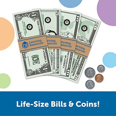 Learning Resources Pretend Play Money - Math Manipulatives For Kids, Kids Bank, Plastic Coins, Cash Register, Toddler , Homeschool Supplies, Fine Motor Skills, Teaching Set Manipulatives - Image 3