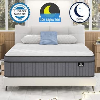 King Size Mattress [Upgraded Strengthen] 14 Inch Firm King Mattress In A Box, Hybrid Mattresses With Gel Memory Foam & Independent Pocket Springs, Pressure Relief, Cooling, Strong Edge Support - Image 2