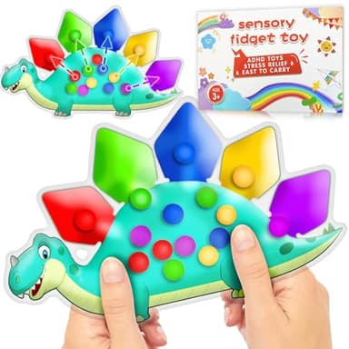 Dinosaur Color Sorting Sensory Toy for Toddler Activities Fine Motor Matching Game Roadtrip Travel Essential Autism Fidget for Preschool Classroom Christmas Stocking Stuffers Gift for Kid 3-5 Year Old - Image 1