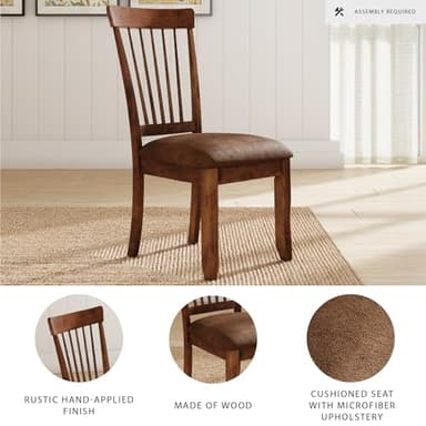 Signature Design by Ashley D199-01 Berringer 18" Rustic Dining Chair with Cushions, 2 Count, Light Brown - Image 4