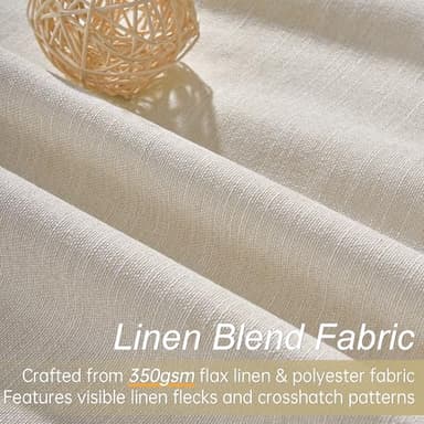 Topfinel Beige Linen Blackout Curtains 84 Inch Long, Modern Black Out Curtains for Bedroom Windows Treatments, Cream Heat & Cold Blocking Back Tab Pleated Drapes for Living Room 2 Panels Cottage 7 FT - Image 3