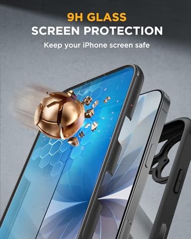 Miracase for iPhone 17 Case 6.3'', Full-Body Military Grade Drop Protection Outdoor Phone case with Built-in Glass Screen &Camera Control,Easy Installation,No Gap,Compatible with MagSafe, Black - Image 3