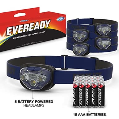 EVEREADY LED Headlamps Pro200 [5-Pack], IPX4 Water Resistant, Bright and Durable Head Lights for Camping, Hiking, Emergency Power Outage (Batteries Included) - Image 7