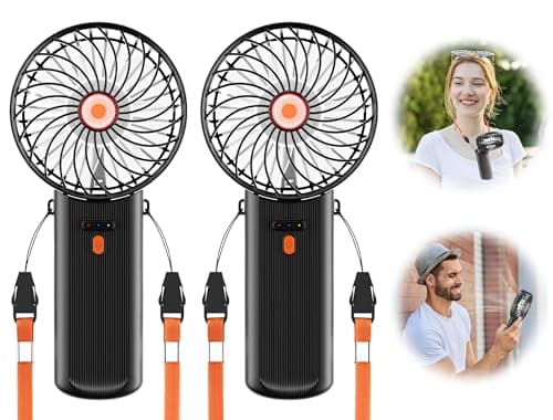 ISFOFO Mini Portable Hand Fan 2 Pack, 4 Speeds, USB Rechargeable, Foldable Travel Fan for Outdoor, Beach, Camping, Office - Image 1
