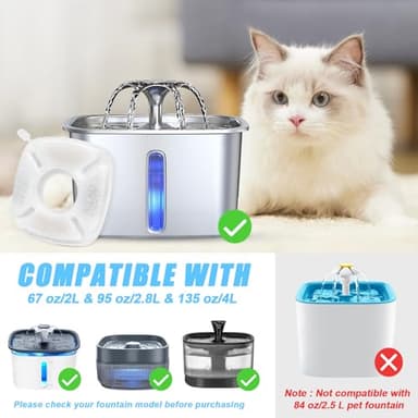 24 Pack Cat Water Fountain Replacement Filters, 12 Pcs Cats Fountain Filters & 12 Pcs Pre-Filter Sponges for 95oz/2.8L 135oz/4L 67oz/2L Automatic Pet Dog Fountain Water Dispenser - Image 2