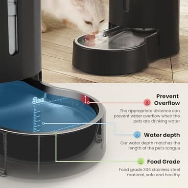 CZPET Automatic 7L FilterDog and Cat Water Dispenser with Stainless Steel Bowl Gravity Waterer,Large Capacity and Drinking Area Noise-Free for Pets - Image 6