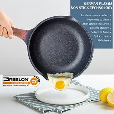 Vinchef Nonstick Deep Frying Pan Skillet with Lid, 11in/5Qt Saute Pan, German 3C+ Ceramic Coating Technology, Heat Indicator, Induction Compatible - Image 2