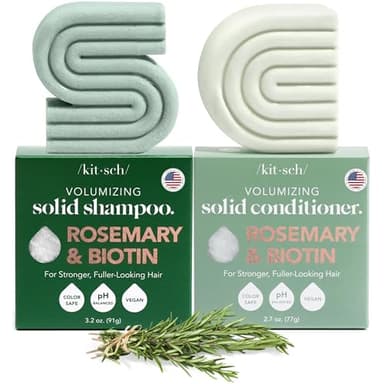 Kitsch Rosemary & Biotin Shampoo and Conditioner Set for Hair Growth - Strengthening, Thickening & Volumizing Shampoo and Conditioner Bar - Paraben, Sulfate & Silicone Free - Made in USA - 2 pack - Image 1