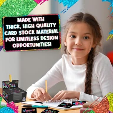 PURPLE LADYBUG Rainbow Holographic Scratch Art Mini Notes - 150 Sheets with Wooden Stylus, Classroom Must Have, Back to School Gift, School Essentials, Teen Girl Gifts - Image 9
