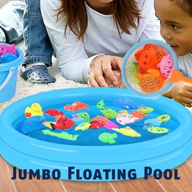 CozyBomB™ Magnetic Fishing Toys Game Set for Kids | Water Table Bathtub Kiddie Pool Party & Pole Rod Net, Plastic Floating Fish Toddler Color Ocean Sea Animals Birthday Age 3 4 5 6 Year - Image 5