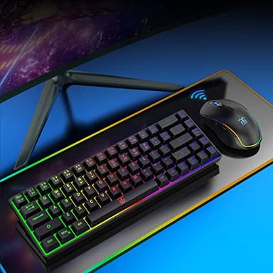 Snpurdiri 60% Wireless Gaming Keyboard and Mouse Combo,LED Backlit Rechargeable 2000mAh Battery,Small Membrane But Mechanical Feel Keyboard + Popular RGB Mice for Gaming,Business Office - Image 6