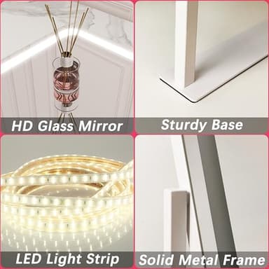 ROLOVE Vanity Mirror with Lights, 12.6"×15" LED Makeup Mirror, Lighted Makeup Mirror with Lights, Smart Touch Control Dimmable 3 Modes Light, Lighted Up Mirror for Makeup Desk, Bedroom, Dressing Room - Image 6