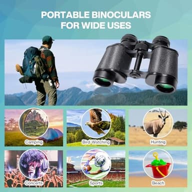 10x25 High Powered Binoculars for Adults, Waterproof Compact Binoculars with Low Light Vision for Bird Watching Hunting Football Games Travel Stargazing Cruise with Carrying Bag - Image 7