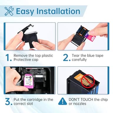 DNART 901XL Ink Cartridge Replacement for HP 901 Ink Cartridges Black/Color Combo Pack for Ink 901XL use for HP OfficeJet 4500, J4524, J4540, J4550, J4580, J4624, J4680 Printer 901XL (2 Pack) - Image 6