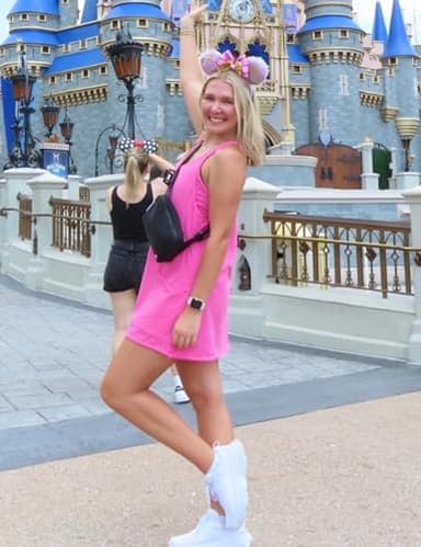 GTLIAE Summer Dress for Women 2025 Hot Shot Mini Romper Dresses Athletic Spaghetti Strap Tennis Dress Built in Shorts (Rosered-XS) - Image 6