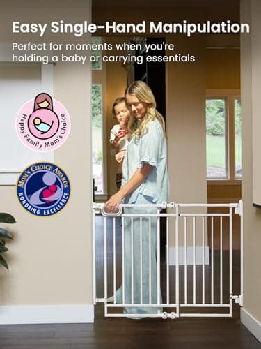 Mom's Choice GROWNSY Baby Gate No Bottom Bar, Adjustable Width 26” to 36” for Child and Pet, Dog Gate with Auto-Close & One-Hand Operation, Screw-in Installation for Doorways and Indoor Use - Image 5