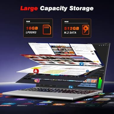 2025 Gaming Laptop,15.6 Inch Laptop,Laptops 16GB 512GB SSD,Laptop Computer N5095,Traditional Laptop Computers 180 Angle Opening,Lap top Fingerprint Unlock Backlit Keyboard,1920X1080 FHD IPS MINI-HDMI - Image 2
