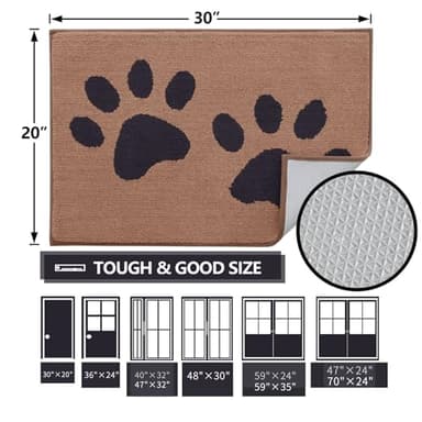 Buganda Dog Door Mat for Muddy Paws, Absorbent Dirt Trapper Washable Indoor Doormats, Non Slip Low-Profile Mud Mat for Dogs, Front Entrance Doormat for Inside Floor (48x30 Inches, Camel and Black) - Image 2