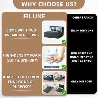 FILUXE Convertible Folding Sofa Bed-Sleeper Chair with Color Pillow, Modern Linen Fabric Floor Futon Couch, Foldable Mattress for Living Room/Dorm/Guest Use/Home Office/Apartment, Standard - Image 5