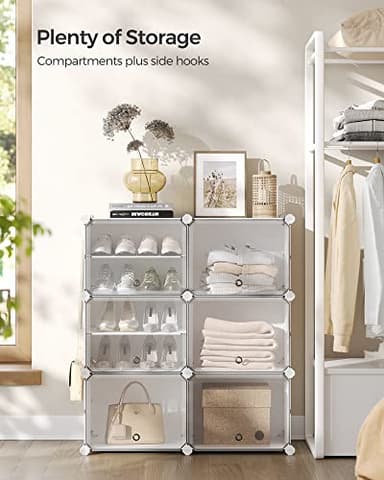SONGMICS Shoe Rack Organizer, 6-Tier Shoe Storage Cabinet for Closet and Entryway, Holds 24 Pairs of Shoes, Adjustable, White ULPC033W01 - Image 4