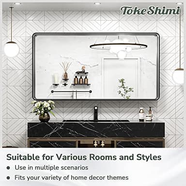 TokeShimi 20 x 30 Inch Gold Bathroom Wall Mirror Vanity Metal Frame Round Corner Rectangular for Home Decor Living Room Entryway (Horizontal/Vertical) - Image 9