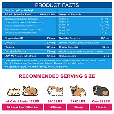 NATURE TARGET Dog Vitamins Powder, Probiotics & Digestive Enzymes for Gut Health, Glucosamine & Chondroitin & Omega 3, Complete Supplement for Homemade Dog Food, Joint & Skin & Immune Support - Image 3
