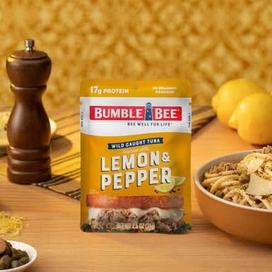 Bumble Bee Lemon & Pepper Seasoned Tuna, 2.5 oz Pouches (Pack of 12) - Ready to Eat - Wild Caught Tuna Packet - 17g Protein per Serving - Gluten Free - Image 7