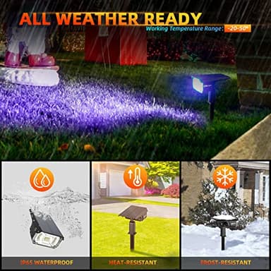 LEREKAM Solar Outdoor,40 LEDs Color Changing RGB Solar Landscape Path Lights,USB & Solar Powered Multicoloured Spotlights,14 Colors Auto Cycling Spotlights for Yard,Garden,2 Pack - Image 2