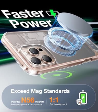 TORRAS for iPhone 16 Pro Max Case Diamond Clear | Strong Magnetic & Seamless Stand, Fit for MagSafe, Military-Grade Drop Protection, Sturdy Adjustable Built-in Kickstand, Slim Anti-Yellowing - Image 3