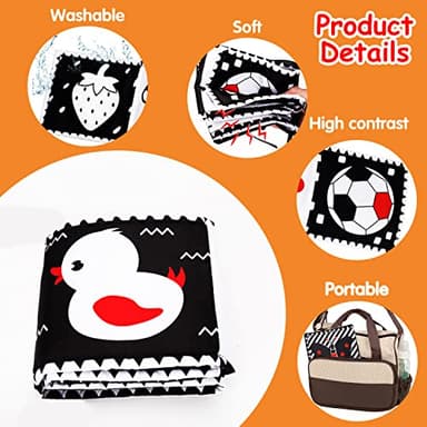 Thremhoo Black and White High Contrast Baby Toys 0-6 Months Soft Book for Brain Development, Tummy Time, Sensory, Montessori Learning Activities - Image 5