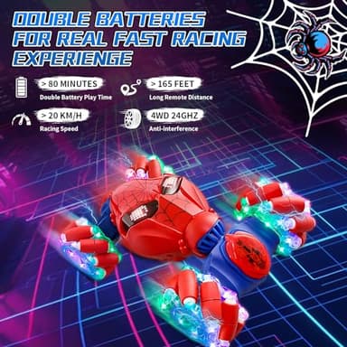 S-pider Rc Gesture Sensing Stunt Car Toys for Boys 4-14 Years Old, Drift Hand Control Remote Control Cars with Light & Music, 360°Rotation Double Side Cars Birthday Gifts for Kids Age 5 6 7 8 9 10 11 - Image 5