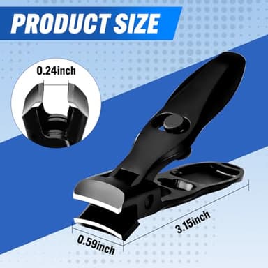 Swocky German Nail Clippers, Premium Stainless Steel Wide Jaw Anti Splash Design,Ultra Sharp Heavy Duty Clippers with Ergonomic Lever,Perfect for Men,Women, and Seniors(Black) - Image 4