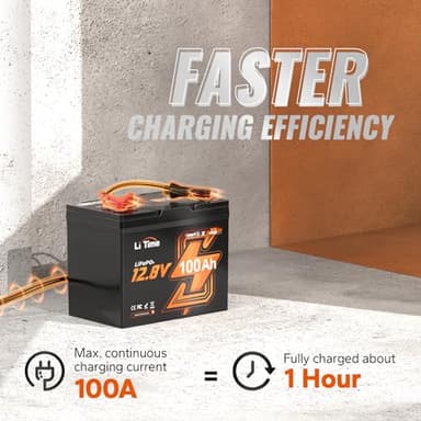 LiTime 12V 100Ah Group 24 Bluetooth LiFePO4 Battery, Deep Cycle Lithium Battery, Built-in 100A BMS with Low-Temp Protection, Max. 15000 Cycles, Perfect for RV, Solar System, Trolling Motors etc. - Image 8