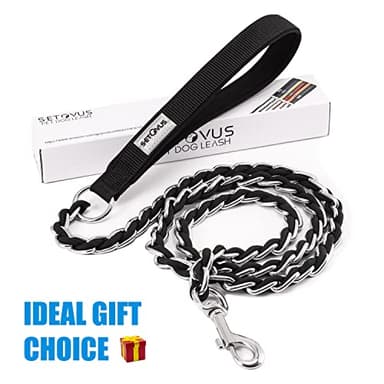 Chew Proof Metal Leash Chain for Medium Large Dogs, 4FT Strong Anti Chew, Comfortable Soft Padded Handle Black - Image 6