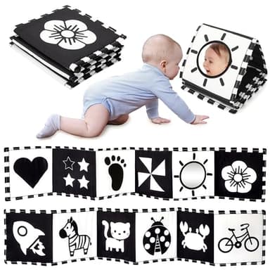 URMYWO Black and White Tummy Time High Contrast Newborn Toys 0-3 Months, Soft Baby Book, Visual Stimulation Montessori Sensory Infant Toys 0-6-12 Months, Shower Gift for Boys Girls - Image 1