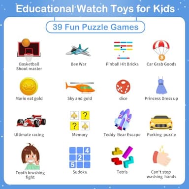 Phyulls Smart Watch for Kids with 39 Games Alarm Clock, Touchscreen, Calendaring Camera Music Player Time Display Video & Audio Recording, Toys for 3-12 Years Old Boys - Image 4
