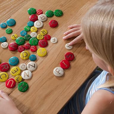 READY 2 LEARN Coconut Letters - Uppercase - Set of 52 - Natural, Hand Made Counters for Kids - Use for Crafts and Spelling Activities - Image 9