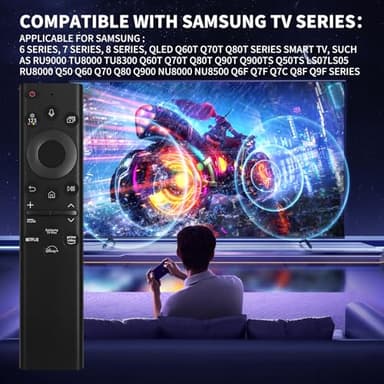 BN59-01385A Solar Voice Remote Control for Samsung Smart TV,Samsung TV Remote Control Replacement Compatible for 2021-2023 Neo QLED, The Frame and Crystal 4k 8K UHD Smart TVs Series (Black) - Image 2