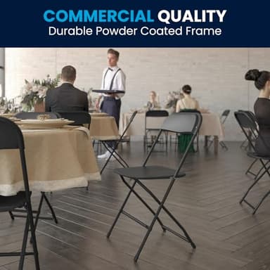 Flash Furniture Hercules Series Plastic Folding Chairs for Parties and Weddings, Stackable Commercial Event Seats with 650-lb. Static Weight Capacity, Set of 4, Black - Image 7